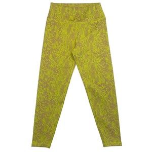 Sweaty Betty Flatter Me Yellow Neon Camel Snake Jacquard  7/8 Leggings Women M